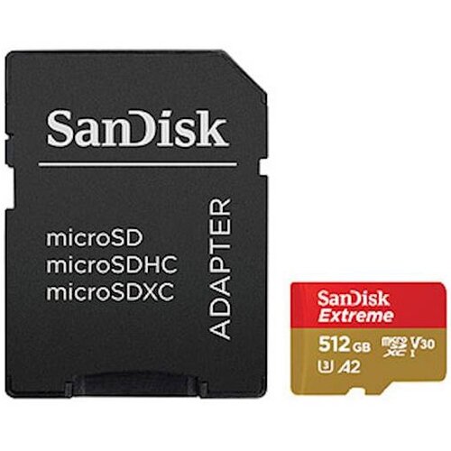 San Disk Spominska kartica Extreme microSDXC 512GB UHS-I U3 V30 A2 (190/130 MB/s) + SD adapter &ndash; SDSQXAV-512G-GN6MA Cene