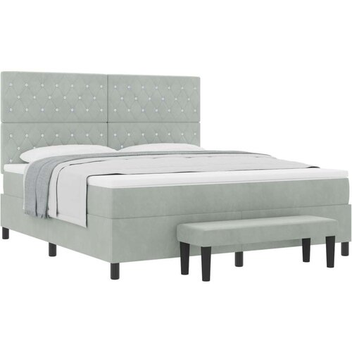 Box Spring Krevet s Madracem i Klupom Svijetlo Siva 180x200 cm Baršun Cijene