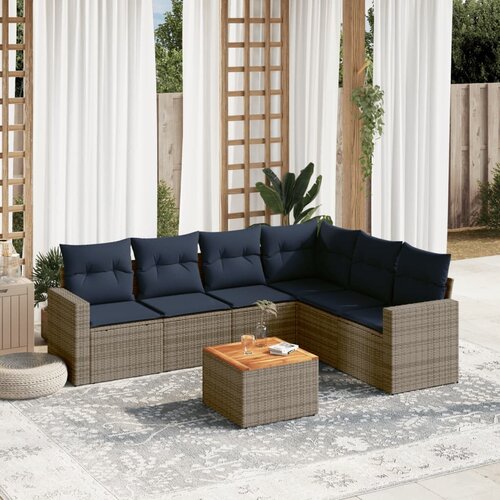 vidaXL 7-dijelni set vrtnih sofa od poliratana s jastucima sivi Cene