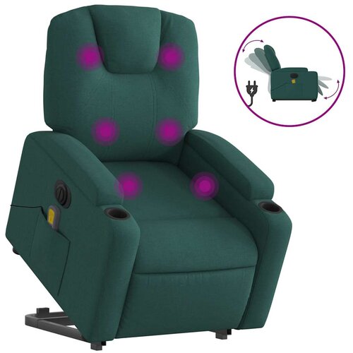 Maison Chic Električni masažni naslanjač - Relax naslanjač s funkcijo vstajanja temno zelen, (22061985) Cene