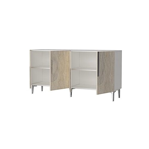 Hanah home konzola meyra 150 white travertine silver Slike