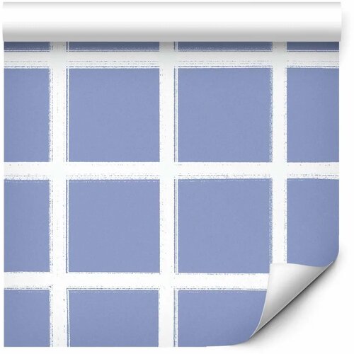  Tapeta - Lines and Symmetry - Expressive White Grid on a Blue Background 50x1000 Premium Slike