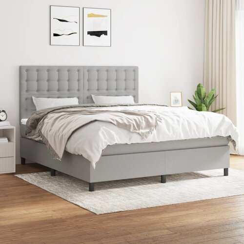  Krevet box spring s madracem svjetlosiva 160x200 cm tkanina Slike