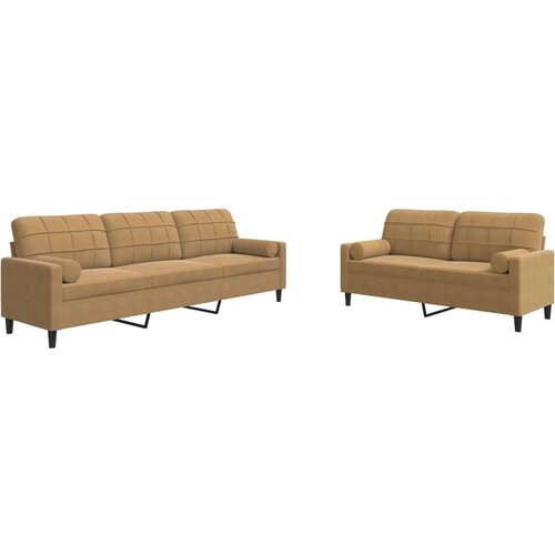 VidaXL 2-dijelni set sofa s jastucima smeđi bar&amp;scaron;unasti Slike