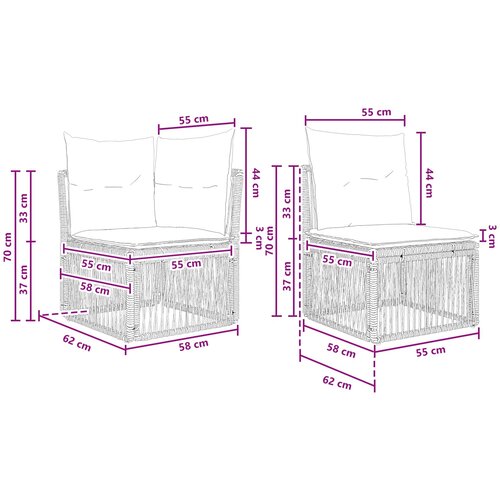  Sjedeća garnitura za vrt 10 kom. Siva poliratan 62 x 62 x 70 cm Slike