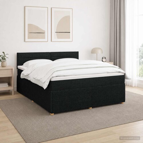  Boxspring krevet s madracem Crna 140 x 190 cm Tkanina Cijene