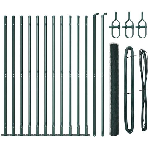 vidaXL Ogrodje s stebri Zelena 1.6 x 25 m Jeklo s PVC premazom, (5000095293) Cene