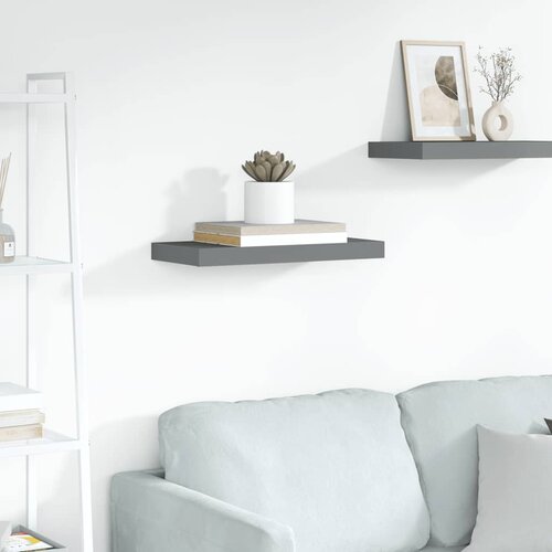  Plutajuća zidna polica visoki sjaj siva 50 x 23 x 3,8 cm MDF Cene
