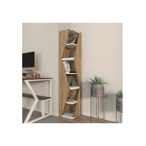 Hanah home polica za knjige arrow walnut white Cene