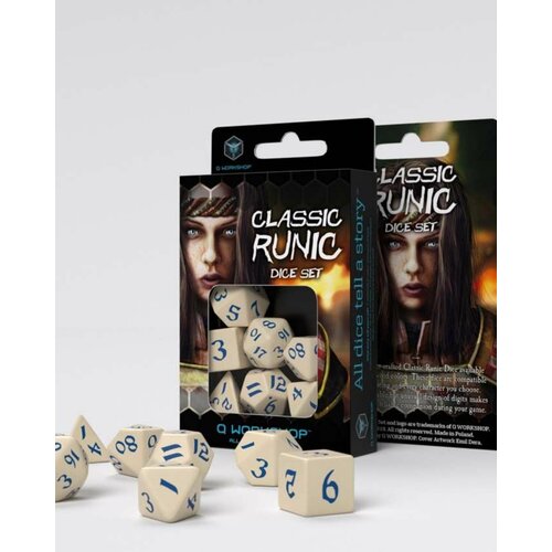 Q-Workshop kockice - classic runic beige & blue - dice set (7) Slike