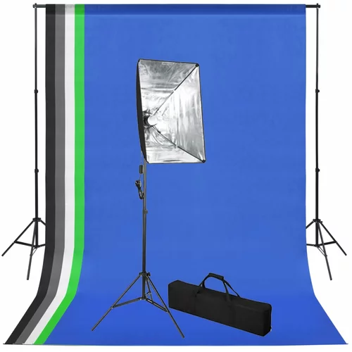 vidaXL Komplet za fotografski studio z ozadjem in s mehčalno lučjo