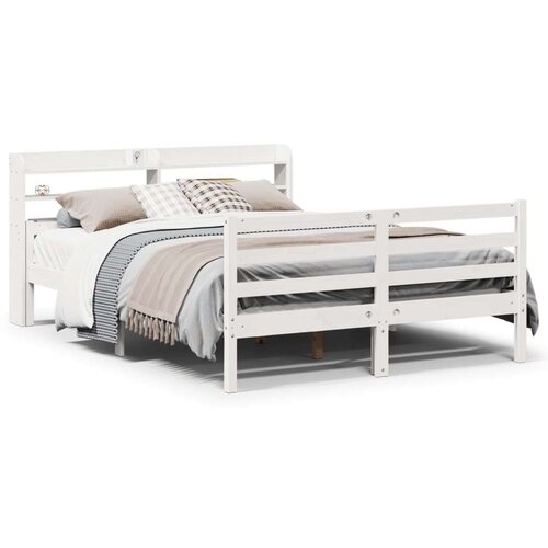 VidaXL Okvir za krevet s uzglavljem bijeli 150 x 200 cm borovina Slike