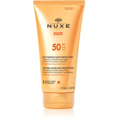 Nuxe Sun High Protection Melting Lotion SPF50 losion za preplanulost tijela i lica s anti-age učinkom 150 ml