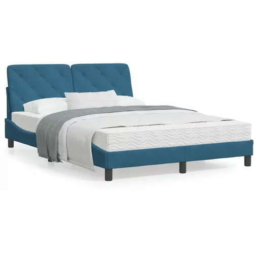 vidaXL Okvir kreveta s LED svjetlima plavi 140 x 200 cm baršunasti