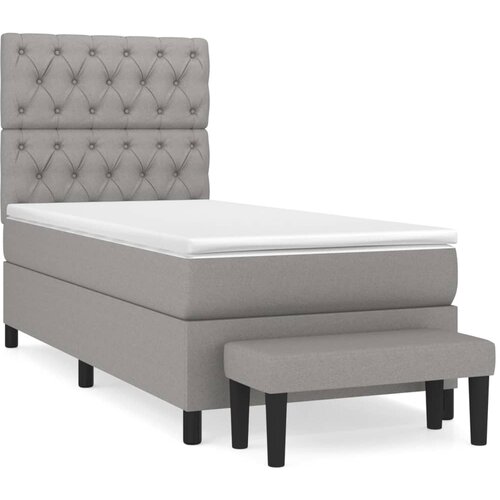 VidaXL Box spring postelja z vzmetnico svetlo siva 80x200 cm blago, (20789881) Slike