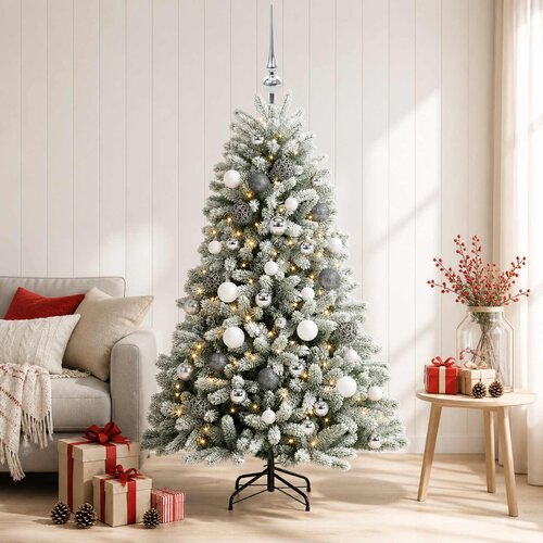  Umjetno božićno drvce s kuglicama 120 cm 150 LED lampica Slike