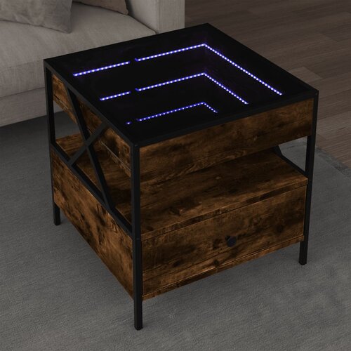 VidaXL Stolić s beskonačnim LED svjetlima boja hrasta 50x50x51 cm Slike
