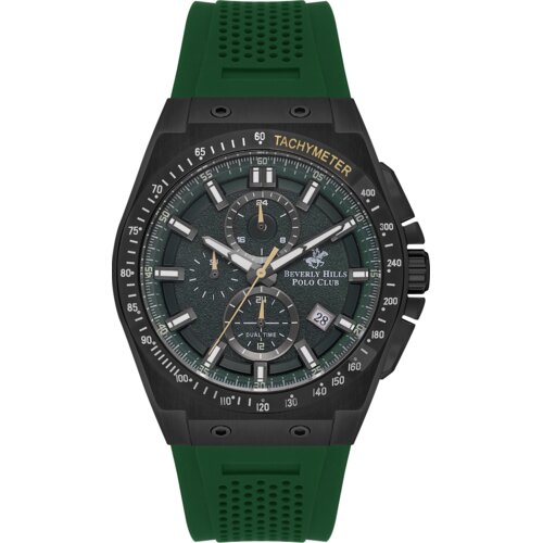 Beverly Hills Polo Club Muški ručni sat, Kvarcni mehanizam, 47mm, Zeleno kućište, Zeleni, BP3541X.675 Cene