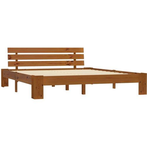 Maison Chic Posteljni Okvir - Dvoposteljna postelja z vzglavjem medeno rjav 160x200 cm borovina, (22080528) Cene