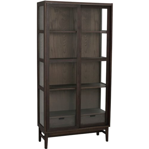 Rowico Smeđa vitrina u dekoru hrasta s kliznim vratima 100x203 cm Hazelton &amp;ndash; Slike