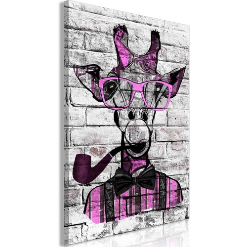  Slika - Giraffe with Pipe (1 Part) Vertical Pink 60x90 Slike