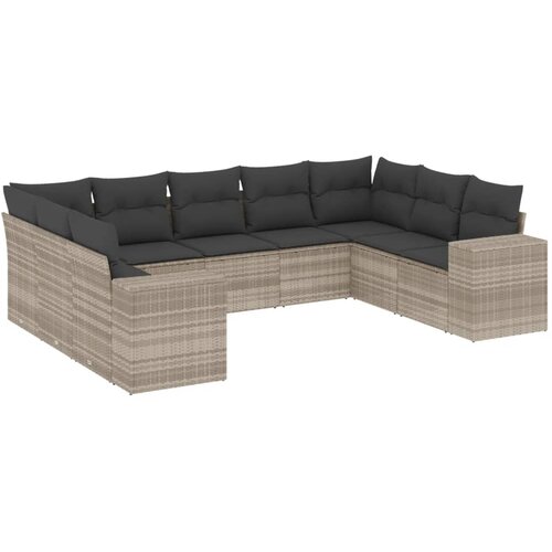 Maison Chic Seti vrtnega pohištva - Vrtna garnitura - Vrtni pohištvo set 9-delna z blazinami sv. siv poli ratan, (21807109) Cene