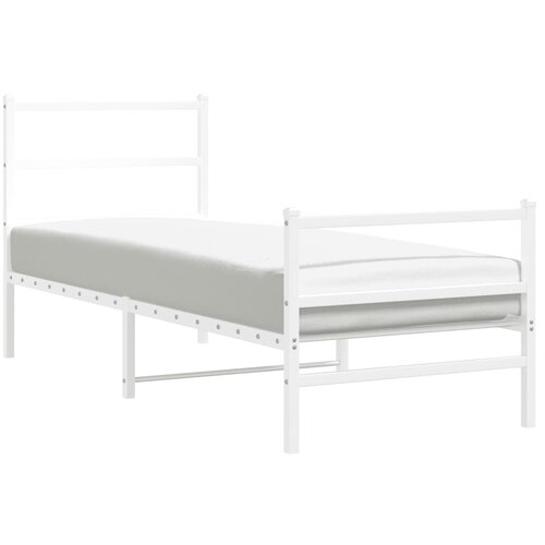 Maison Chic Kovinski Posteljni okvir - Enojna postelja - Postelja za odrasle z vzglavjem in vznožjem bel 80x200 cm, (21696997) Cene
