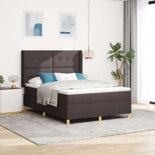  Postelja s vzmetnico Temno rjava 140x190 cm Tkanina, (22050703) Slike