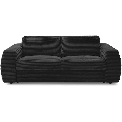 Bobochic Paris Črna sedežna garnitura za spanje/raztegljiva iz rebrastega žameta 220 cm Hugo &ndash; Cene