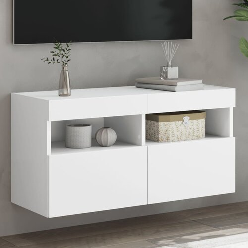 vidaXL Zidni TV ormarić s LED svjetlima bijeli 80x30x40 cm Cijene