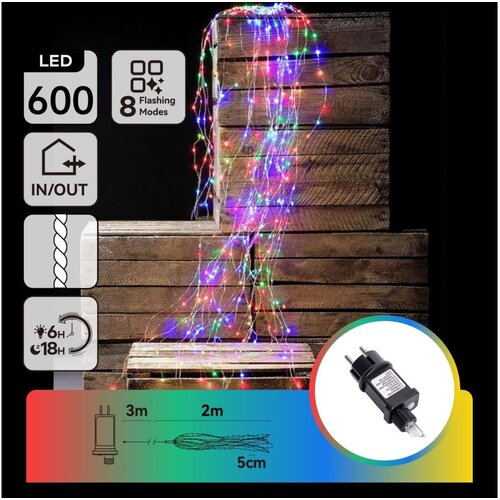 Aigostar LED vi&amp;scaron;ebojni spoljni božićni lanac 600xLED/8 funkcija 5m IP44 Slike