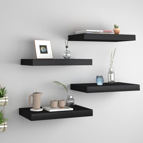 VidaXL Plutajuće zidne police 4 kom crne 40 x 23 x 3,8 cm MDF Slike