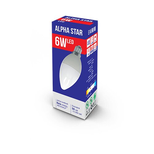 Alpha Star Led Sijalica E14 6W,Bela, 4000K, candle ( E14 6W NB ) E14 6W NB Slike