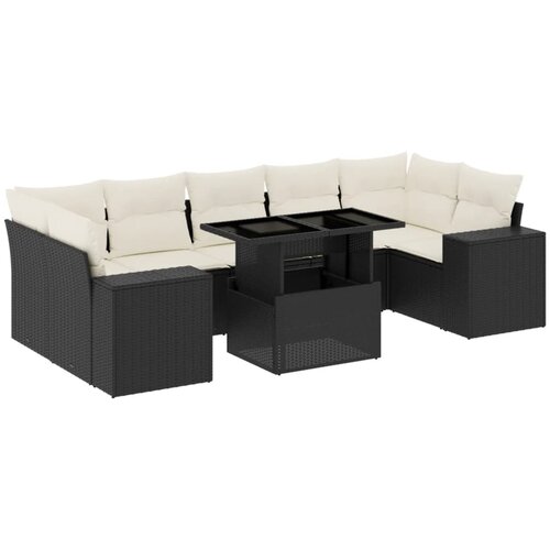 8-dijelni set vrtnih sofa od poliratana s jastucima crni Crna 100 x 55 x 73 cm Slike