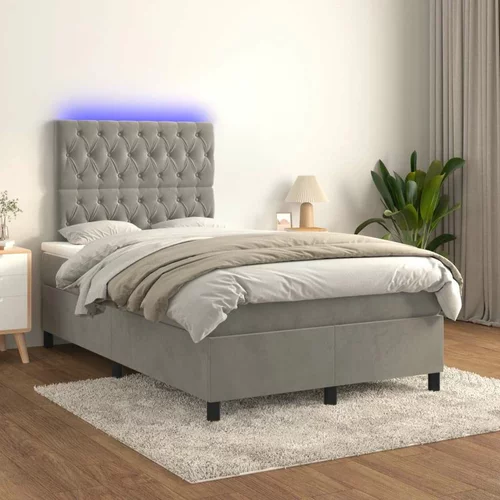  Box spring postelja z vzmetnico LED svetlo siva 120x200cm žamet, (20790289)