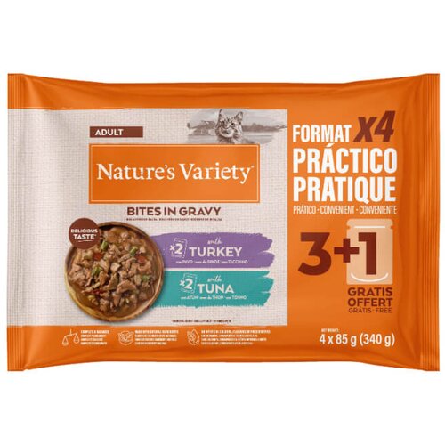 Nature’s Variety Nature's Variety Cat Adult Multipack ko&scaron;čki v omaki - puran, tuna - 4 x 85 g Cene