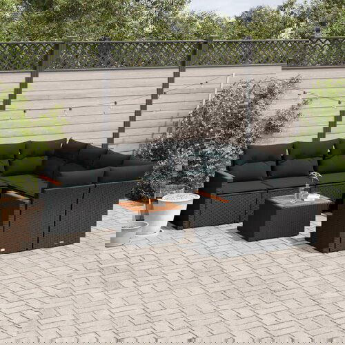 vidaXL 9-dijelni set vrtnih sofa s jastucima crni od poliratana Cijene