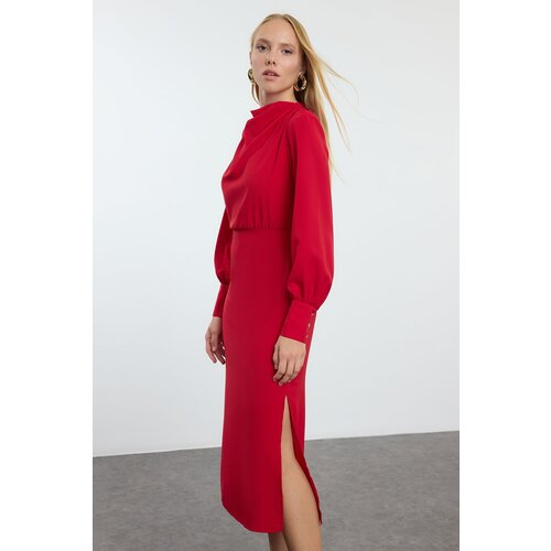 Trendyol Red Plain Woven Dress Slike