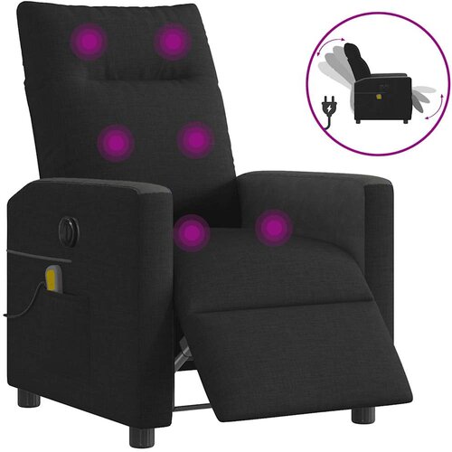 VidaXL Električni masažni naslonjač od tkanine crni Slike