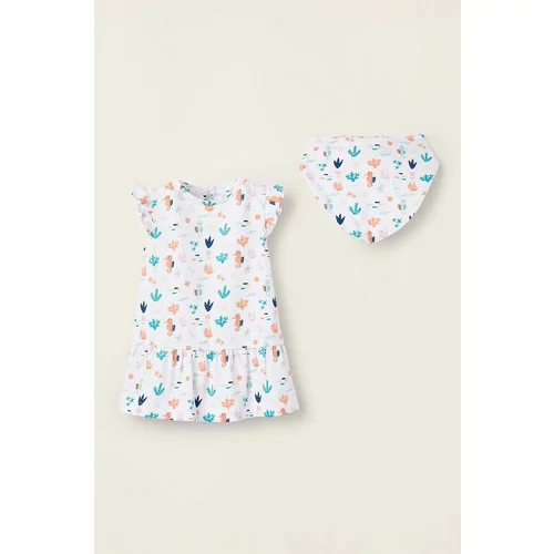 Zippy Pamučna haljina za bebe boja: bijela, mini, ravna