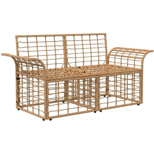  loveseat 2 pcs Prirodna i krema bijela poliratan - Prirodna i kremasto bijela Zakrivljeni Slike