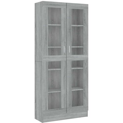VidaXL Vitrina siva sonoma 82,5x30,5x185,5 cm konstruiran les Slike