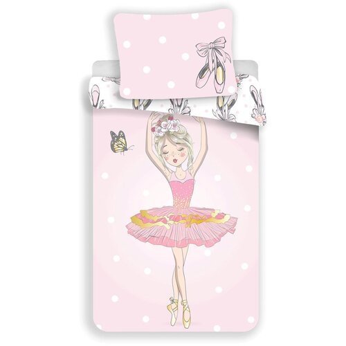 Jerry Fabrics Rožnata enojna bombažna otroška posteljnina 140x200 cm Ballerina – Cene