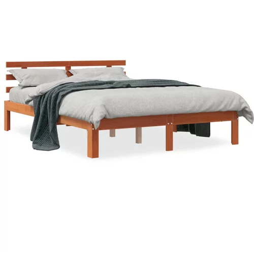  Okvir kreveta s uzglavljem voštano smeđi 140x200 cm od borovine