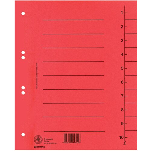 Pregrada KARTONSKA A4 250G PK100 DONAU 8610001-04 CRVENA Cene