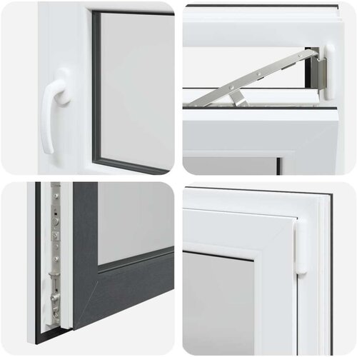  Prozor za podrum RISOR Antracit 60 x 60 cm PVC i staklo - Antracit 60 x 60 cm (trostruki sloj) Naginjanje i okretanje desno Slike