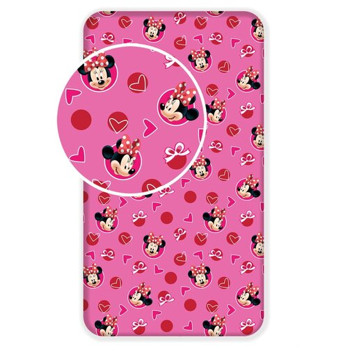 Jerry Fabrics Ružičasta pamučna dječja plahta s gumom 90x200 cm Minnie "Hearts" – Cijene
