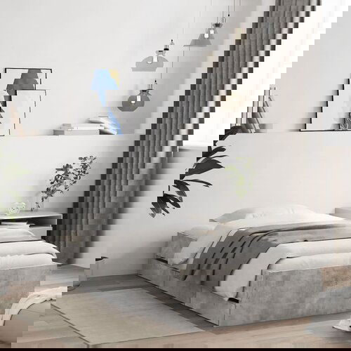 VidaXL Posteljni okvir s predali betonsko siv 120x200cm inženirski les Slike