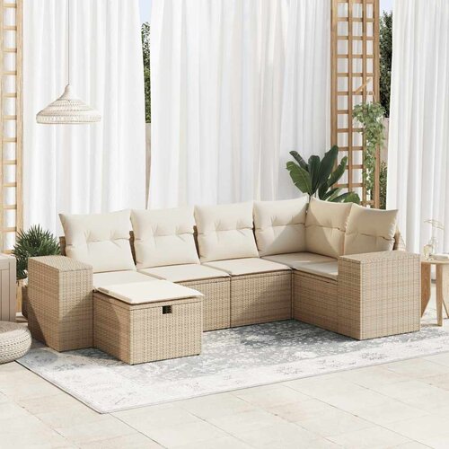 vidaXL 6-dijelni set vrtnih sofa s jastucima bež od poliratana Cijene