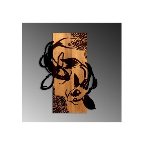 Wallxpert Zidna dekoracija Riba Yang, 43x58x3 cm, Crna Slike